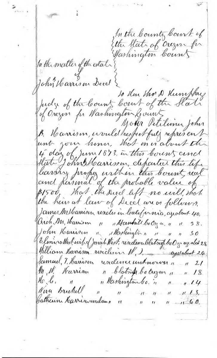 John Russell Harrison Estate Papers, 1873 - 1877