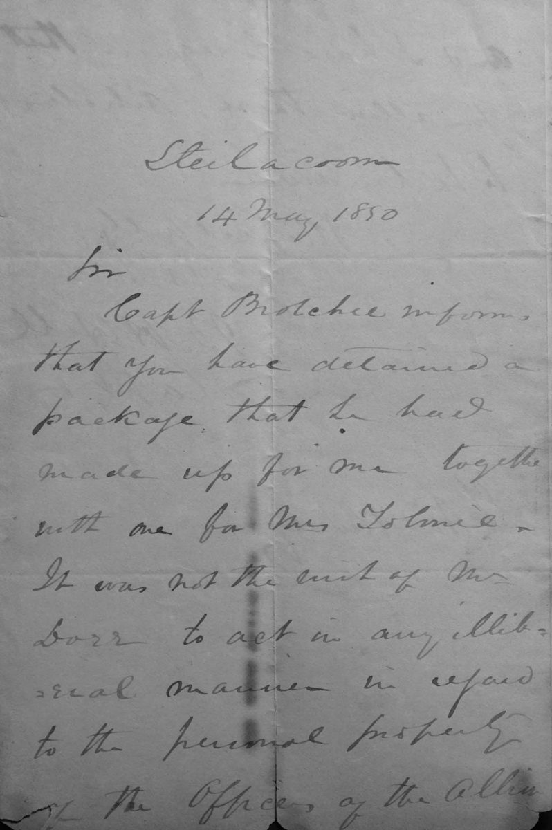 Letter From Captain B.H. Hall to Mr. Kinney