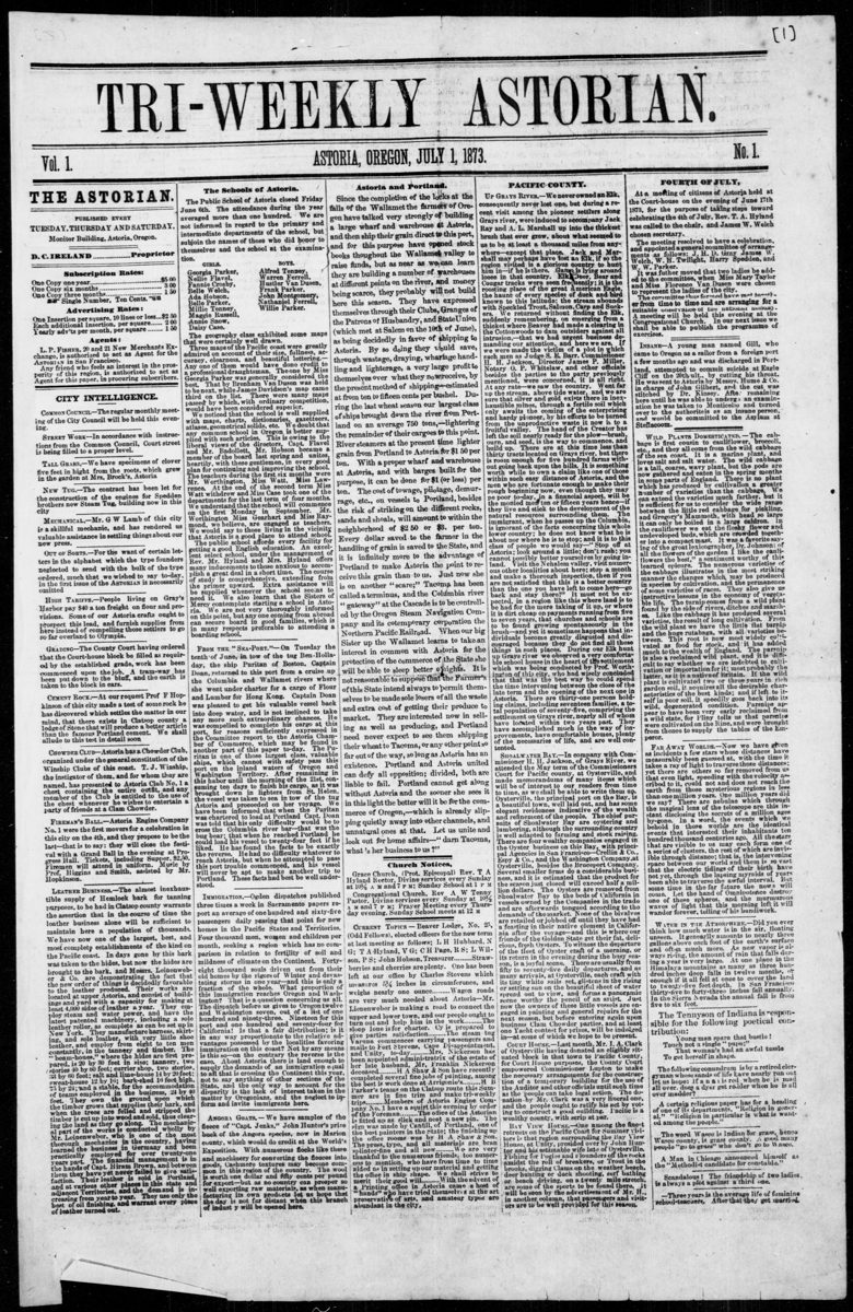 Tri-weekly Astorian, 1 de julio de 1873