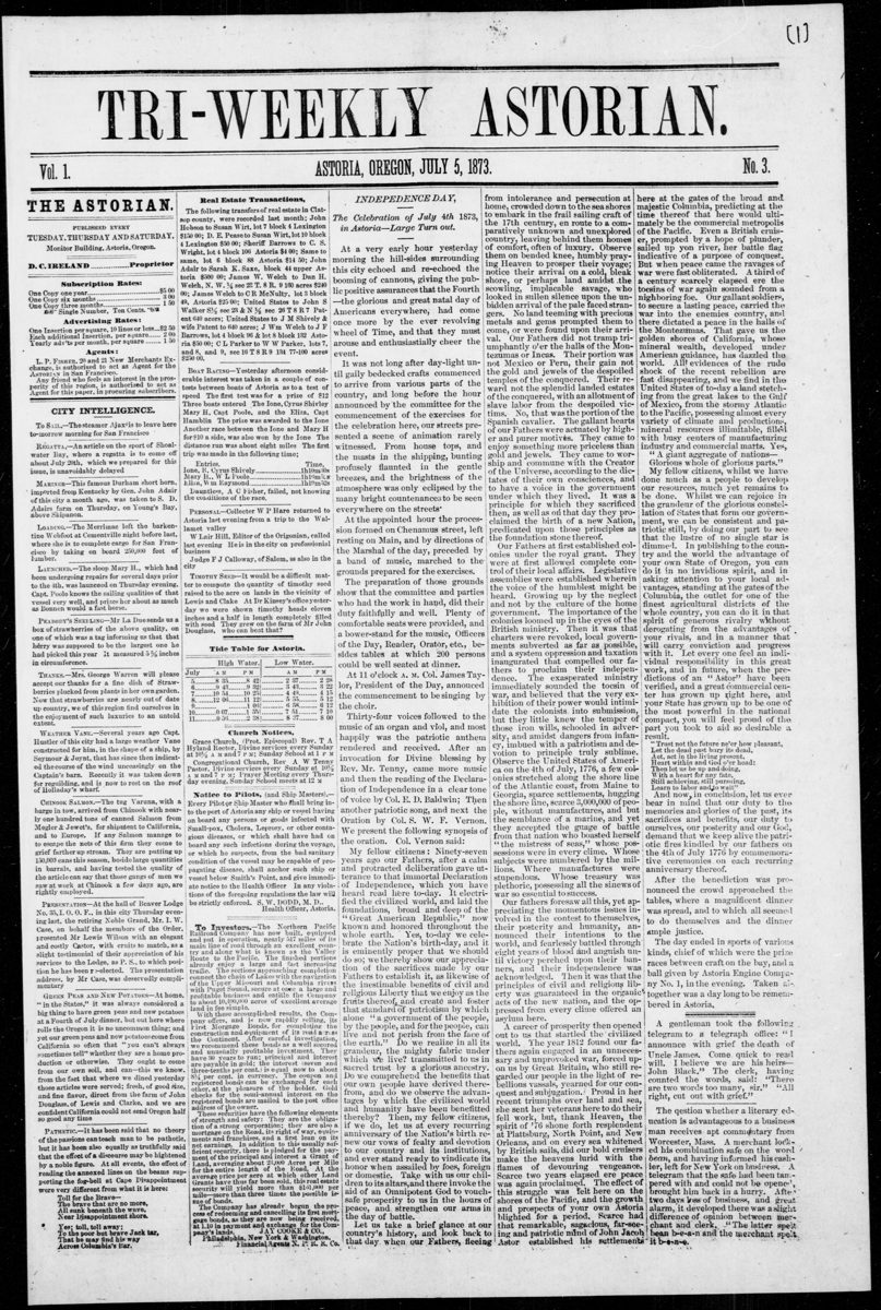 Tri-weekly Astorian, 5 de julio de 1873