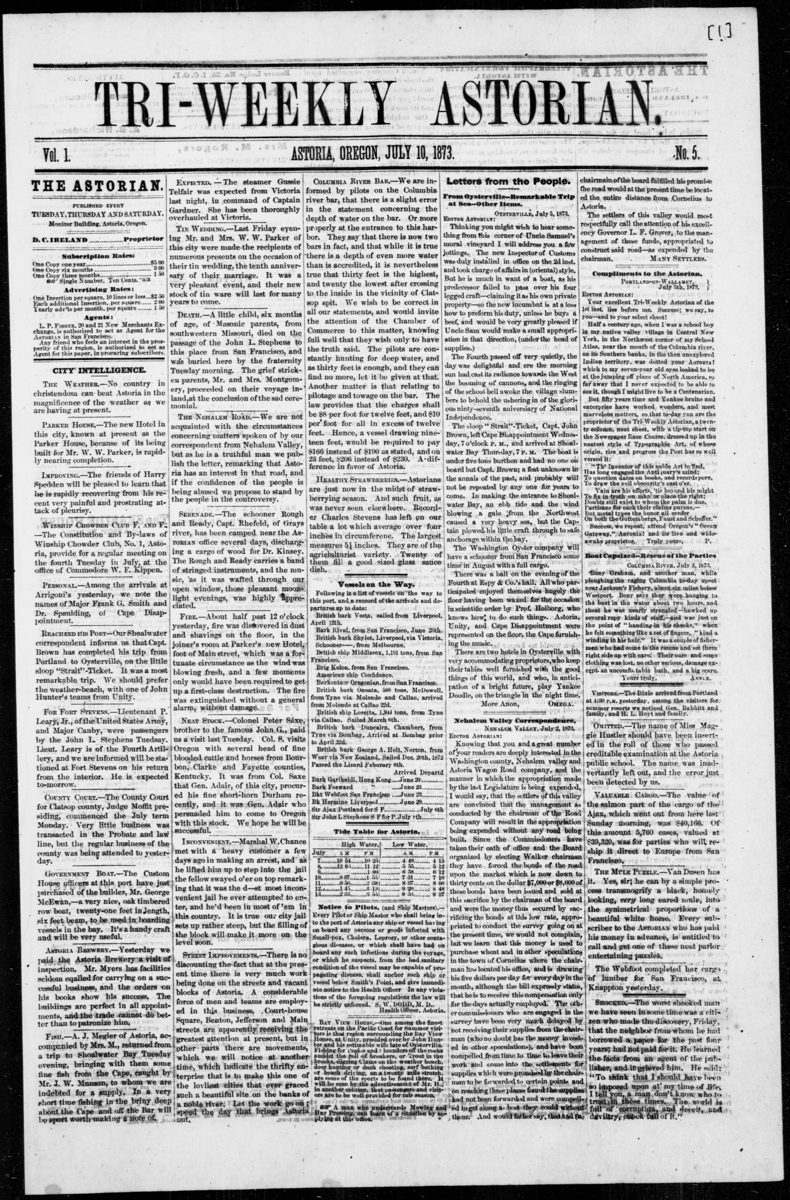 Tri-weekly Astorian, 10 de julio de 1873