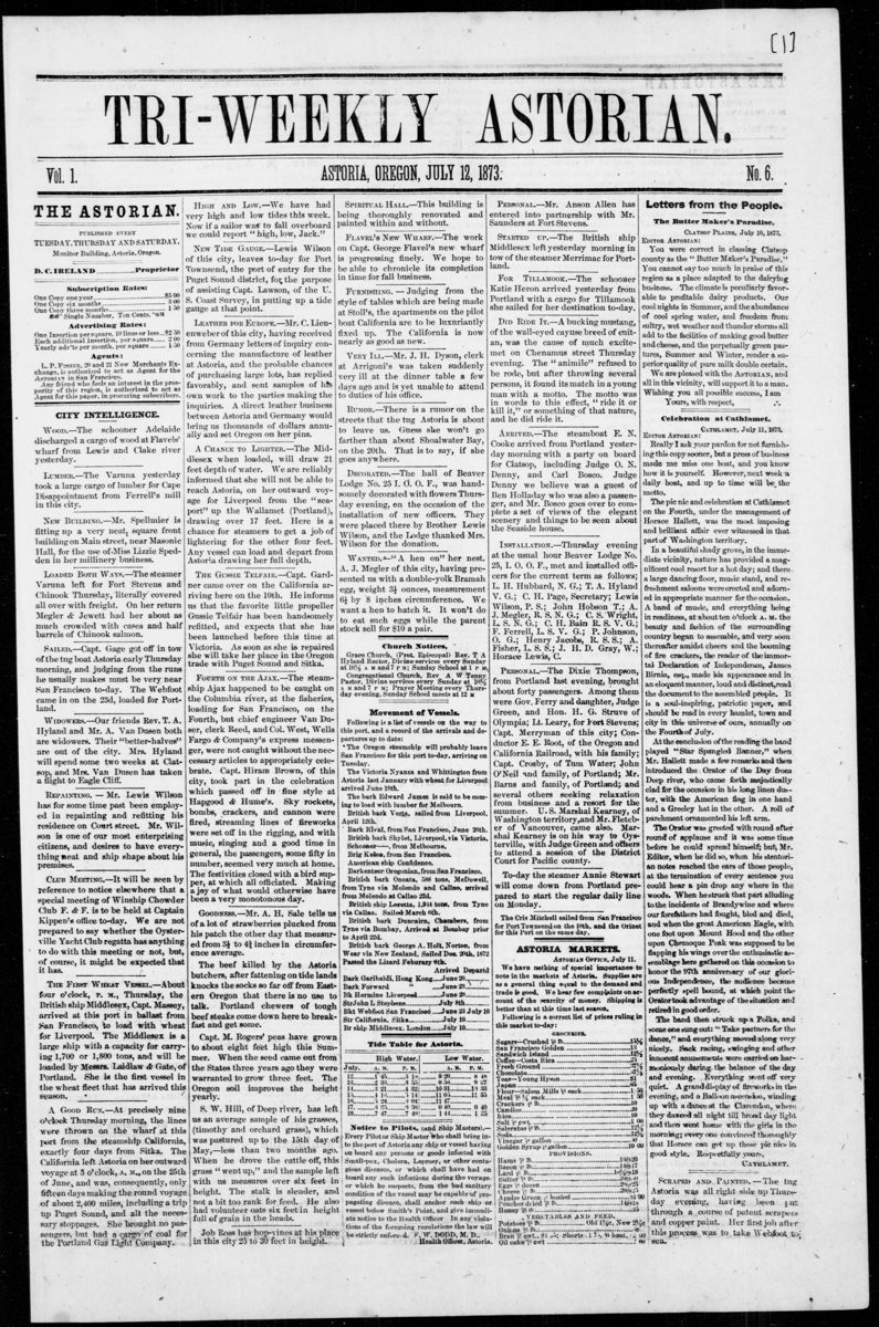 Tri-weekly Astorian, 12 de julio de 1873